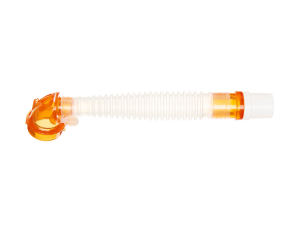 BiTrac Select™ paediatric interchangeable vented elbow with anti-asphyxiation valve and 15 cm extender tube with 22M swivel connection
