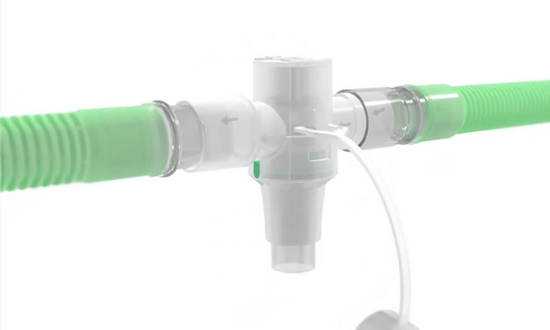 Self-sealing T-piece kit for in-line nebulisation