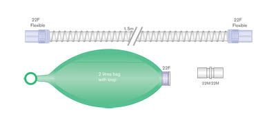 22mm Smoothbore bagging limb with 2 L bag, ≥ 1.5m