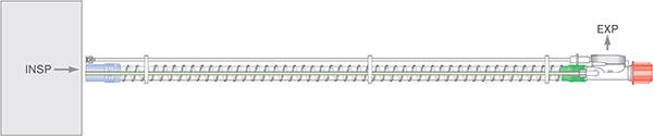 22mm Smoothbore breathing system with monitoring line and exhalation valve, single limb, 1.8m