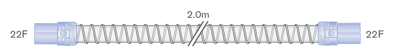 22mm Smoothbore tube with soft end connectors, 22F-22F, 2.0m