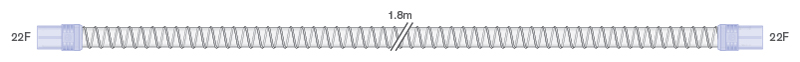 22mm Smoothbore tube with soft end connectors, 22F-22F, ≥ 1.8m