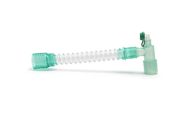 Smoothbore fixed elbow catheter mount, 22F - luer port - 22M/15F, ≥180mm - Sterile